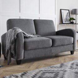 Varali Fabric 3 Seater Sofa With Black Legs In Dusk Grey