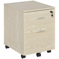 Vinsetto 2-Drawer Locking Office Filing Cabinet w/ 5 Wheels Rolling Storage Hanging Legal Letter Files Cupboard Home Organisation Oak Aosom UK