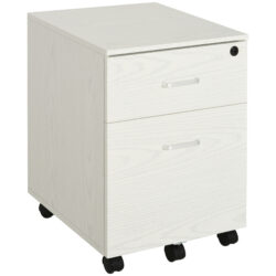 Vinsetto 2-Drawer Locking Office Filing Cabinet w/ 5 Wheels Rolling Storage Hanging Legal Letter Files Cupboard Home Organisation White Aosom UK