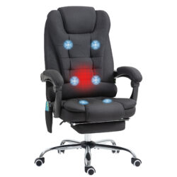 Vinsetto 6-Points Executive Office Chair, Ergonomic Heated Vibration Massage Office Chair, Desk Chair w/ Reclining Back, Footrest, Black Aosom UK
