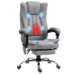 Vinsetto 6-Points Massage Office Chair w/ Vibrating & Heating, Microfibre Executive Office Chair with Manual Footrest, High Back, Grey Aosom UK