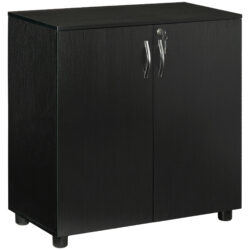 Vinsetto Black Cabinet Lockable File Cabinet with 2-Tier & Anti-Slip Feet, Storage for Office Equipment, 80 x 80 x 40cm Aosom UK