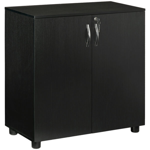 Vinsetto Black Cabinet Lockable File Cabinet with 2-Tier & Anti-Slip Feet, Storage for Office Equipment, 80 x 80 x 40cm Aosom UK