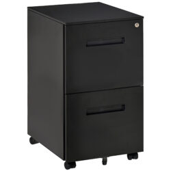 Vinsetto Black Cabinet Mobile Lockable File Cabinet with 2 Drawers, Storage for Office Equipment, 67H x 39W x 48Dcm Aosom UK