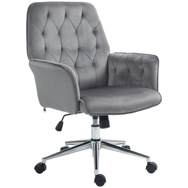 Vinsetto Comfortable Linen Office Chair, Swivel Desk Chair with Adjustable Height & Armrests, Dark Grey Aosom UK