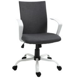 Vinsetto Computer Desk Chair WITH Adjustable Height, Armrests, Wheels, Linen Swivel Desk Chair, Home Office Chair, Dark Grey Aosom UK