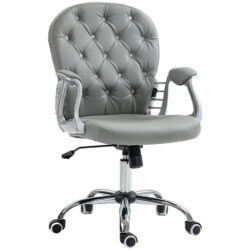 Vinsetto Computer Desk Chair with 360° Swivel, PU Diamante Padded, Base 5 Castor Wheels, Ergonomic Desk Chair for Home Work, Grey Aosom UK