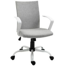 Vinsetto Computer Desk Chair with Adjustable Height, Armrests & Wheels, Home Office Chair, Swivel Chair, Light Grey Aosom UK