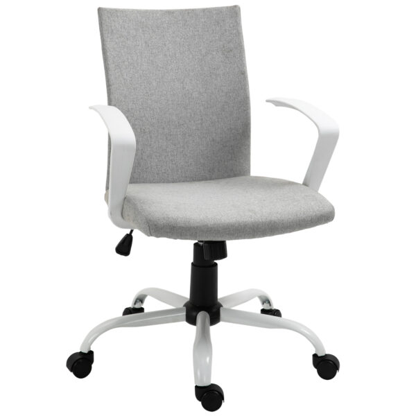 Vinsetto Computer Desk Chair with Adjustable Height, Armrests & Wheels, Home Office Chair, Swivel Chair, Light Grey Aosom UK