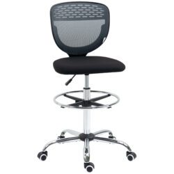 Vinsetto Ergonomic Draughtsman Chair: Armless Swivel Office Chair, Mesh Back with Lumbar Support & Foot Ring, Grey Aosom UK