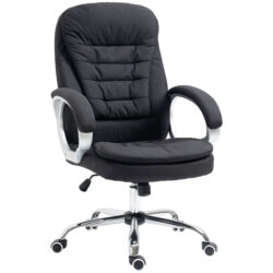 Vinsetto Ergonomic Office Chair, Executive Office Chair with Arm, Swivel Wheels, Linen Fabric, Adjustable Height, Black Aosom UK