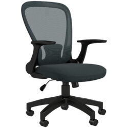 Vinsetto Ergonomic Office Chair: Mesh Design with Flip-up Armrests, Lumbar Support & Swivel Wheels, Grey Aosom UK