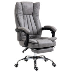 Vinsetto Ergonomic Office Chair, Microfibre Executive Chair with Recline, Armrests, Swivel, Wheels, Footrest, Grey Aosom UK