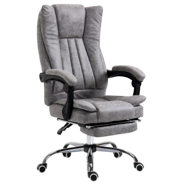 Vinsetto Ergonomic Office Chair, Microfibre Executive Chair with Recline, Armrests, Swivel, Wheels, Footrest, Grey Aosom UK