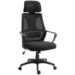 Vinsetto Ergonomic Office Chair w/ Wheel, High Mesh Back, Adjustable Height Home Office Chair - Black Aosom UK