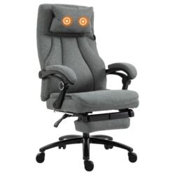 Vinsetto Ergonomic Office Chair with 2-Point Vibration Massage Pillow, USB Powered, Adjustable Height, Swivel, Grey Aosom UK