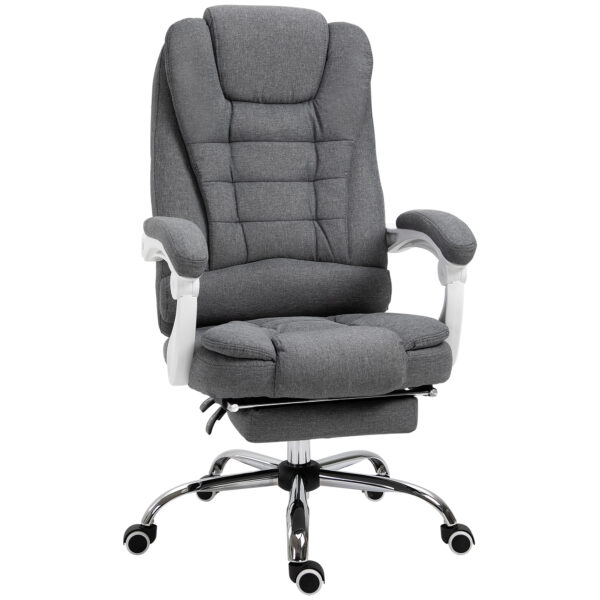 Vinsetto Executive Desk Chair with Tilt Function, Rolling Task Recliner with Retractable Footrest for Home Office, Working, Grey Aosom UK