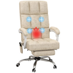Vinsetto Executive Microfibre Office Chair with Vibration Massage, 135 Reclining, Armrests, Beige Aosom UK