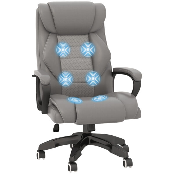 Vinsetto Executive Office Chair with 6-Point Massage, High Back Swivel Seat with Extra Padding, Ergonomic Tilt, Grey Aosom UK