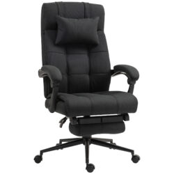 Vinsetto Executive Office Chair with Footrest, Headrest Pillow, Office Desk Chair with Reclining Backrest, Swivel Wheels, Black Aosom UK