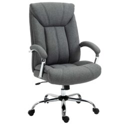 Vinsetto Executive Office Chair with Linen Fabric, Adjustable Height, Armrests, Desk Chair for Home Office, Grey Aosom UK