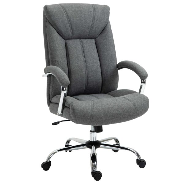 Vinsetto Executive Office Chair with Linen Fabric, Adjustable Height, Armrests, Desk Chair for Home Office, Grey Aosom UK