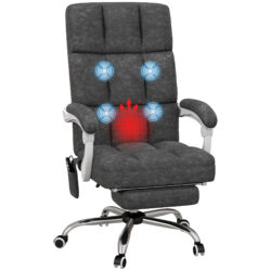Vinsetto Executive Office Massage Chair, Microfibre Computer Chair with Vibration, Armrest, 135 Recline, Charcoal Grey Aosom UK
