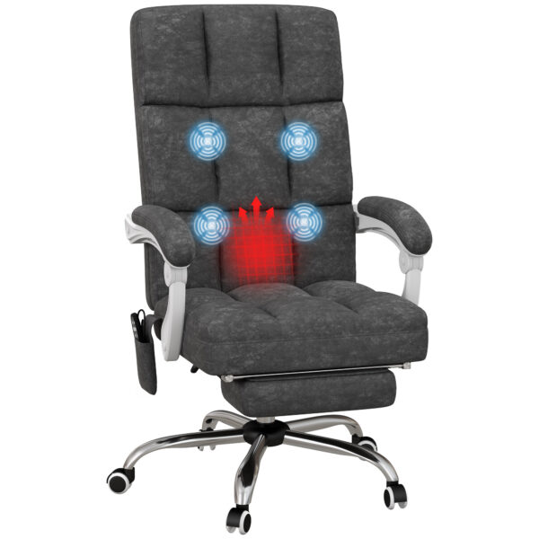 Vinsetto Executive Office Massage Chair, Microfibre Computer Chair with Vibration, Armrest, 135 Recline, Charcoal Grey Aosom UK