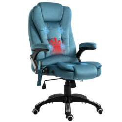 Vinsetto Heated Massage Office Chair, Velvet-Feel Fabric Executive Office Chair with 6 Massage Points, 360° Swivel Wheels, Blue Aosom UK
