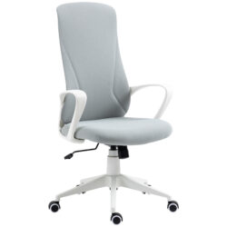 Vinsetto Home Office Chair, Fabric Desk Chair with Armrests, Adjustable Seat Height, Padded seat, Tilt Function, Swivel Wheels, Light Grey Aosom UK