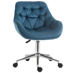 Vinsetto Home Office Chair, Velvet Ergonomic Computer Chair, Computer Desk Chair with Adjustable Height, Arm and Back Support, Blue Aosom UK