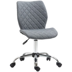 Vinsetto Home Office Chair with Rolling Wheels and Linen Fabric Back Support, Armless Computer Desk Chair, Grey Aosom UK