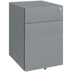 Vinsetto Lockable Cabinet, Rolling Filing Cabinet with 3 Drawers, Steel Office Drawer Unit for A4, Letter, Legal Sized Files Aosom UK