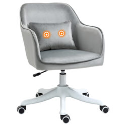 Vinsetto Massage Office Chair, Velvet-Feel Chair w/ Rechargeable Electric Vibration Massage Lumbar Pillow, Massage Desk Chair, Grey Aosom UK