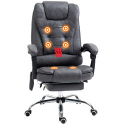 Vinsetto Massage Office Chair w/ 6 Heated Vibration Points, Ergonomic Desk Chair, Executive Office Chair w/ Footrest & High Back, Dark Grey Aosom UK