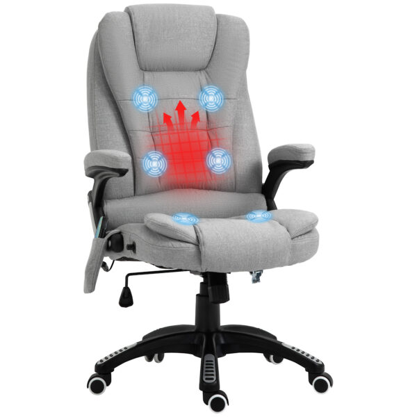 Vinsetto Massage Office Chair w/ 6 Vibration Points, Executive Office Chair, Ergonomic High-Back Design with Swivel Base, Light Grey Aosom UK