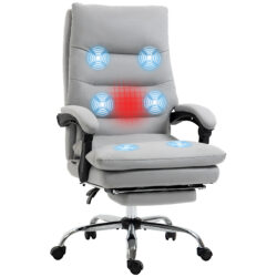 Vinsetto Massage Office Chair w/ Heat & Vibration, Executive Office Chair w/ Footrest, Armrest, Reclining Back, Double-tier Padding, Grey Aosom UK