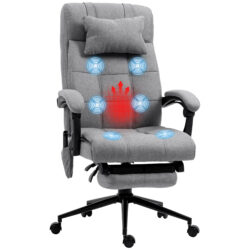 Vinsetto Massage Office Chair w/ Heating and Vibration Function, Executive Office Chair w/ Head Pillow, Footrest, Reclining Back, Grey Aosom UK