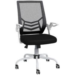 Vinsetto Mesh Office Chair, Computer Desk Chair with Flip-up Armrests, Lumbar Back Support and Swivel Wheels, Black Aosom UK