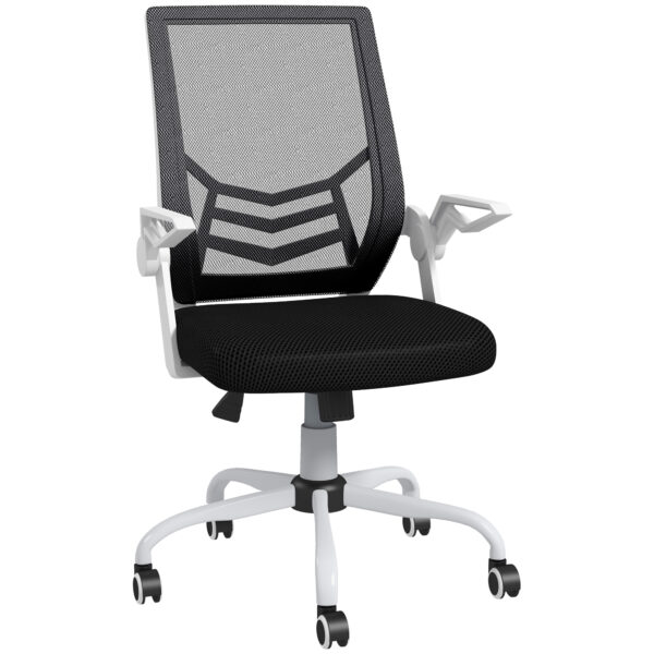 Vinsetto Mesh Office Chair, Computer Desk Chair with Flip-up Armrests, Lumbar Back Support and Swivel Wheels, Black Aosom UK