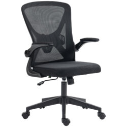 Vinsetto Mesh Office Chair Mesh with Flip-up Armrests, Lumbar Support, Swivel Wheels, Ergonomic Desk Chair, Black Aosom UK