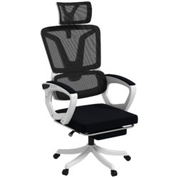 Vinsetto Mesh Office Chair, Reclining Desk Chair with Adjustable Headrest, Lumbar, Foot Rest, Swivel Wheels, Adjustable Height, Black Aosom UK