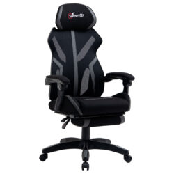 Vinsetto Mesh Office Chair w/ Footrest, Swivel Wheels, Adjustable Height, Ergonomic Desk Chair, Ergonomic Desk Chair, Black Grey Aosom UK