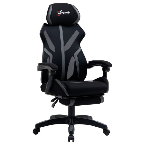 Vinsetto Mesh Office Chair w/ Footrest, Swivel Wheels, Adjustable Height, Ergonomic Desk Chair, Ergonomic Desk Chair, Black Grey Aosom UK