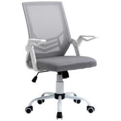 Vinsetto Mesh Office Chair w/ Lumbar Back Support, Adjustable Height, Flip-Up Arm, Ergonomic Desk Chair, Computer Desk Chair, Grey Aosom UK