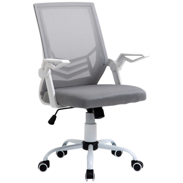 Vinsetto Mesh Office Chair w/ Lumbar Back Support, Adjustable Height, Flip-Up Arm, Ergonomic Desk Chair, Computer Desk Chair, Grey Aosom UK