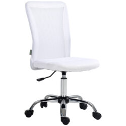 Vinsetto Mesh Office Chair with Adjustable Height and Swivel Wheels, Mesh Desk Chair without Arms for Home Office, White Aosom UK
