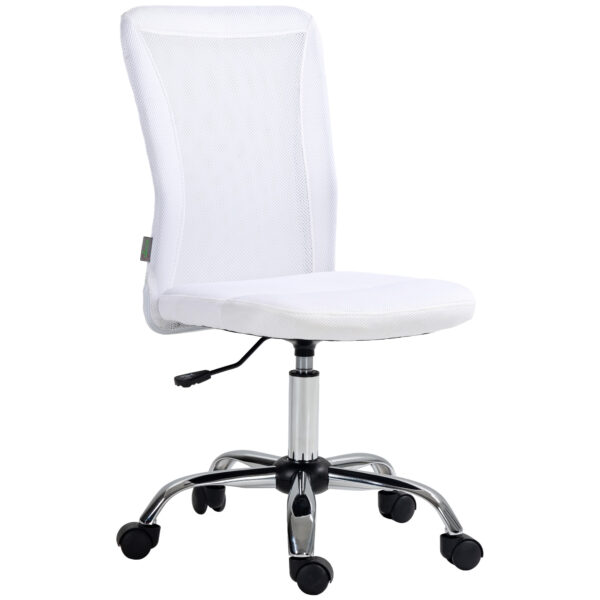 Vinsetto Mesh Office Chair with Adjustable Height and Swivel Wheels, Mesh Desk Chair without Arms for Home Office, White Aosom UK