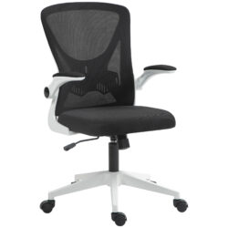 Vinsetto Mesh Office Chair with Flip-Up Armrests, Adjustable Height, Tilt, Ergonomic Desk Chair, Black & White Aosom UK