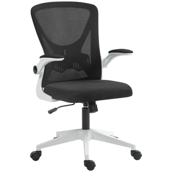 Vinsetto Mesh Office Chair with Flip-Up Armrests, Adjustable Height, Tilt, Ergonomic Desk Chair, Black & White Aosom UK